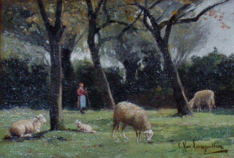 Shepherdess with sheep